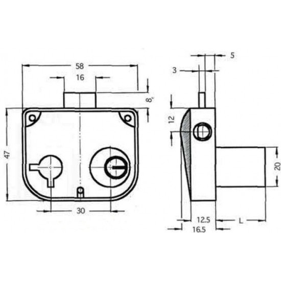 Cas 220C Κουτιαστή Κλειδαριά Σπανιολέτας