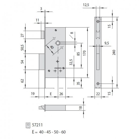 Cisa 57211-45 Κλειδαριά Ασφαλείας δυο στροφών (αντικατάστασης)