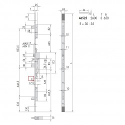 Cisa 46525 Κλειδαριά 3ων Σημείων Αλουμινόπορτας (Μαχαιρωτές Γλώσσες)