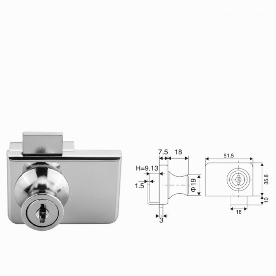 KRS 170262 Κλειδαριά για Ανοιγόμενη Δίφυλλη Βιτρίνα