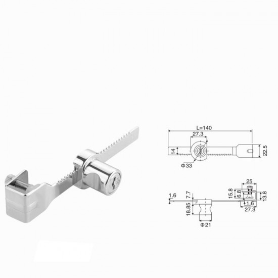KRS 170265 Κλειδαριά για Συρόμενο Βιτρίνας Type 1 για πάχος Τζαμιού 3-8mm 