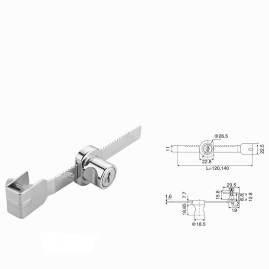 KRS 170266 Κλειδαριά για Συρόμενο Βιτρίνας Type 2 για πάχος Τζαμιού 3-6mm