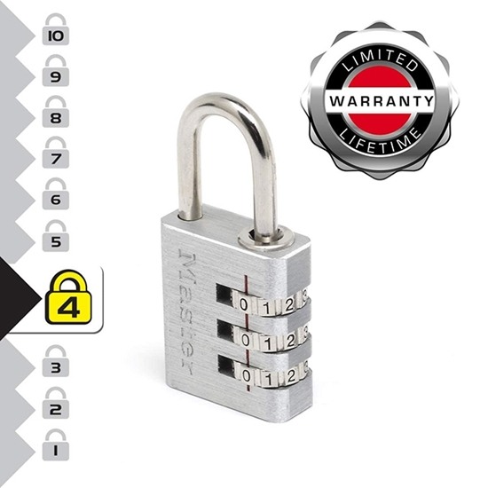 Masterlock 7630EURD Λουκέτο Συνδυασμού 3ων Ψηφίων με Μεταλλικό Φινίρισμα 
