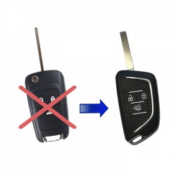 Κέλυφος Μετατροπής Τηλεκοντρόλ Opel Isignia με 3 κουμπιά σε νέου τύπου με Νίκελ Φινίρισμα