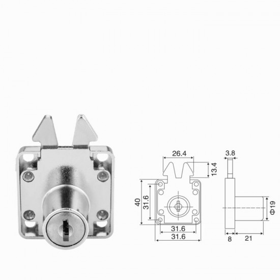 KRS 170253 Κλειδαριά Επίπλου 19x22mm με Γλώσσα Γάντζου