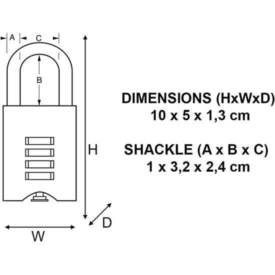 Masterlock 651EURD Μπρούτζινο Λουκέτο Συνδυασμού 4ων Ψηφίων