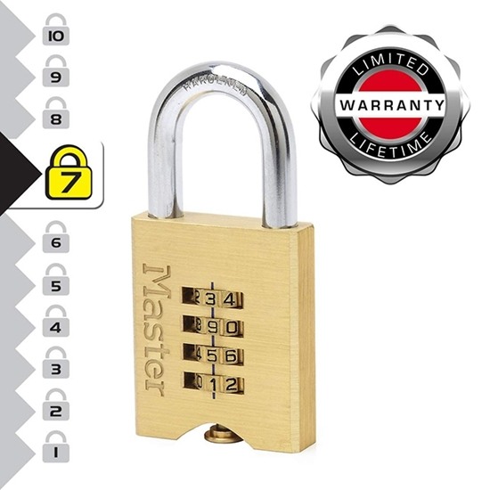 Masterlock 651EURD Μπρούτζινο Λουκέτο Συνδυασμού 4ων Ψηφίων
