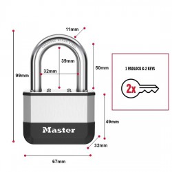 Masterlock Elite 67mm Λουκέτο Βαρέως Τύπου από Ατσάλι Βορίου